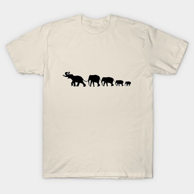 March of the Giants: Elephant Silhouettes on Parade T-Shirt by HUH? Designs